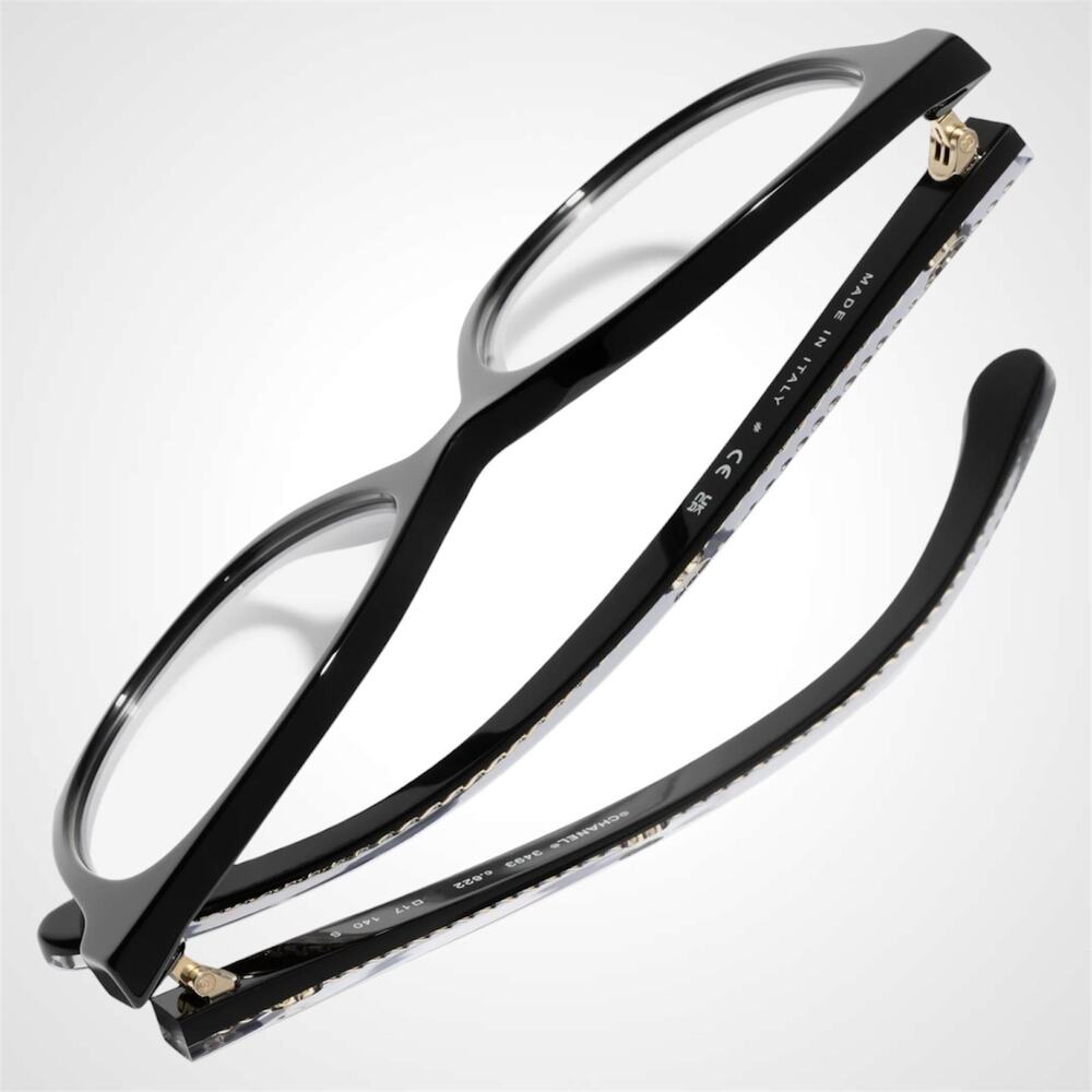 New CHANEL Eyeglasses Black Gold Pantos Rx-able 52-17-140mm - Picture 4 of 5